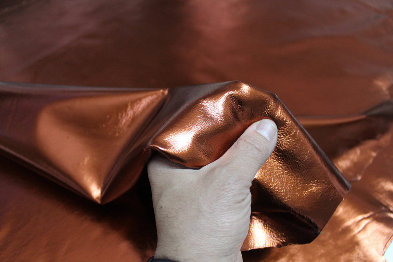 Italian genuine lambskin leather material for sewing 12 skins hides METALLIC RUST COPPER 80-90sqf