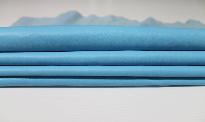 LIGHT BLUE sky blue sky smooth Italian genuine Lambskin Lamb Sheep wholesale leather skins material for sewing high quality 0.5mm to 1.2mm