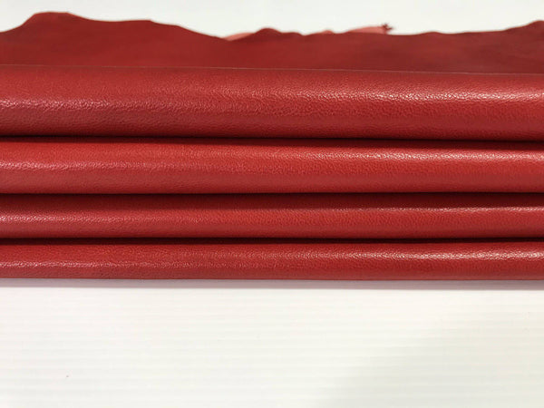 RED Italian soft  lambskin lamb sheep leather skins hides material for sewing jackets crafts