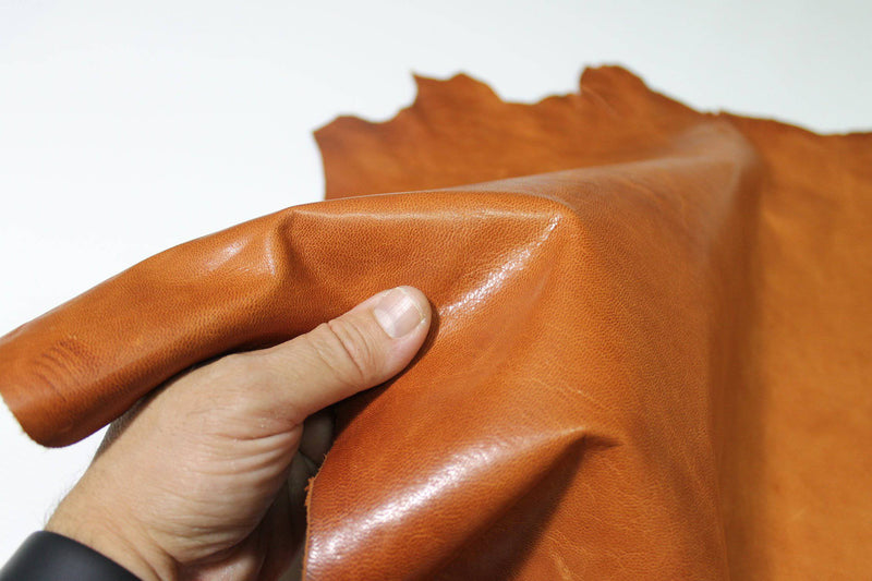 COGNAC BROWN BRANDY aniline natural vegetable tan Italian genuine Goatskin Goat Leather leather wholesale skins hides 0.5mm to 1.2mm