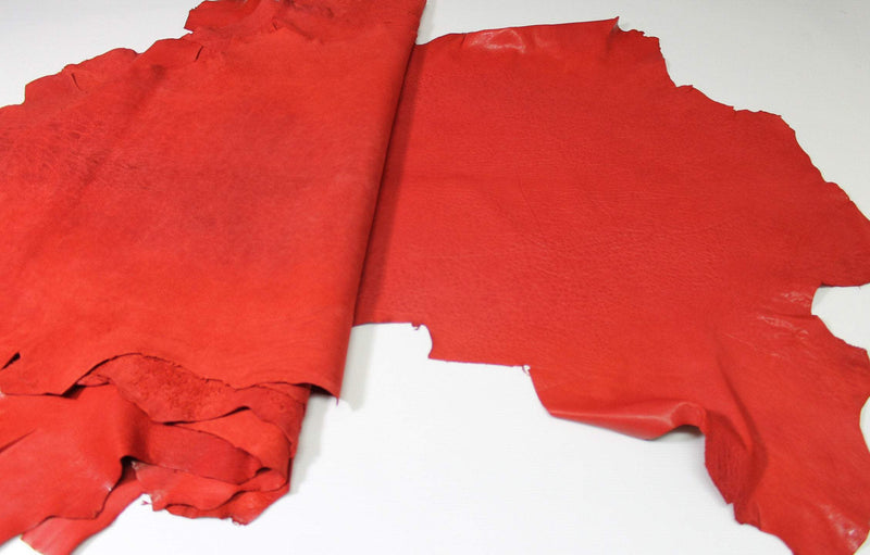 WASHED RED natural grainy Vegetable tan Italian genuine Lambskin Lamb Sheep leather skins hides 0.5mm to 1.2mm