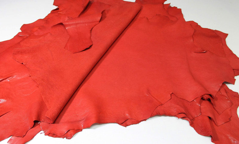 WASHED RED natural grainy Vegetable tan Italian genuine Lambskin Lamb Sheep leather skins hides 0.5mm to 1.2mm