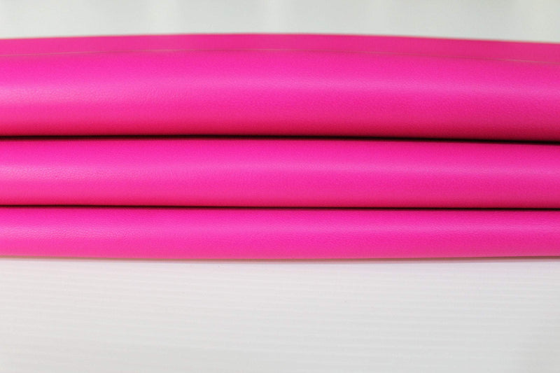 NEON PINK FLASHY smooth Italian genuine Lambskin Lamb Sheep leather skins hides 0.5mm to 1.2mm