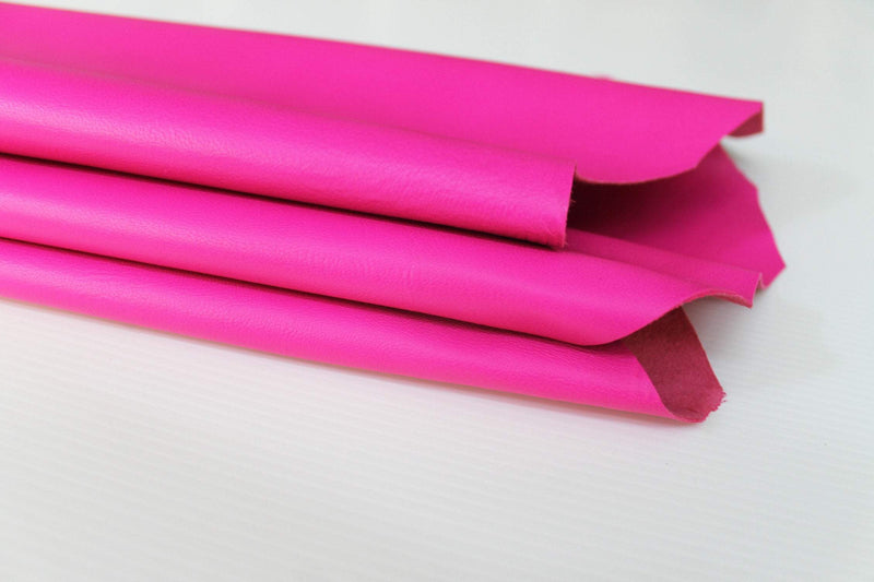 NEON PINK FLASHY smooth Italian genuine Lambskin Lamb Sheep leather skins hides 0.5mm to 1.2mm