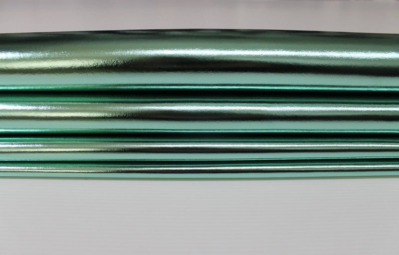 METALLIC MINT GREEN smooth Italian genuine Lambskin Lamb Sheep leather skins hides