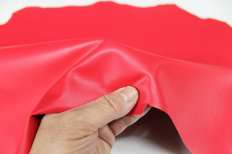 STRAWBERRY RED smooth Italian genuine Lambskin Lamb Sheep wholesale leather skins material for sewing high quality 0.5mm to 1.2mm