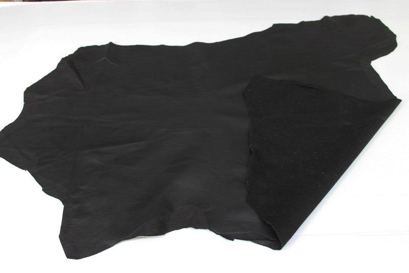 STRETCH BLACK soft Italian lambskin Lamd Sheep leather skins hides 250sqf 0.7mm