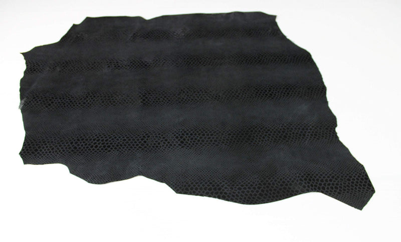 ANTHRACITE BLACK SNAKE print Italian lambskin Lamb Sheep leather 12 skins hides Shiny  80-90sqf 0.7mm