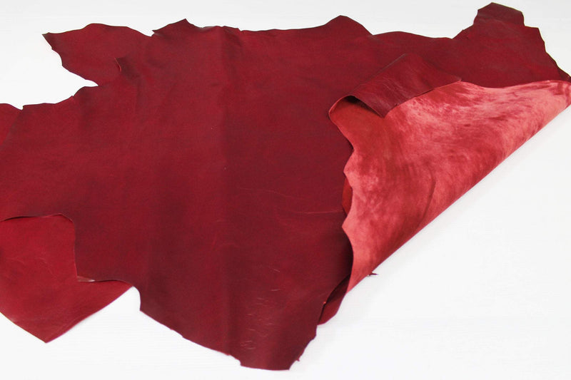 RED WINE ANTIQUED Vegetable tan Italian genuine Goatskin Goat leather skins hides 0.5mm to 1.2mm