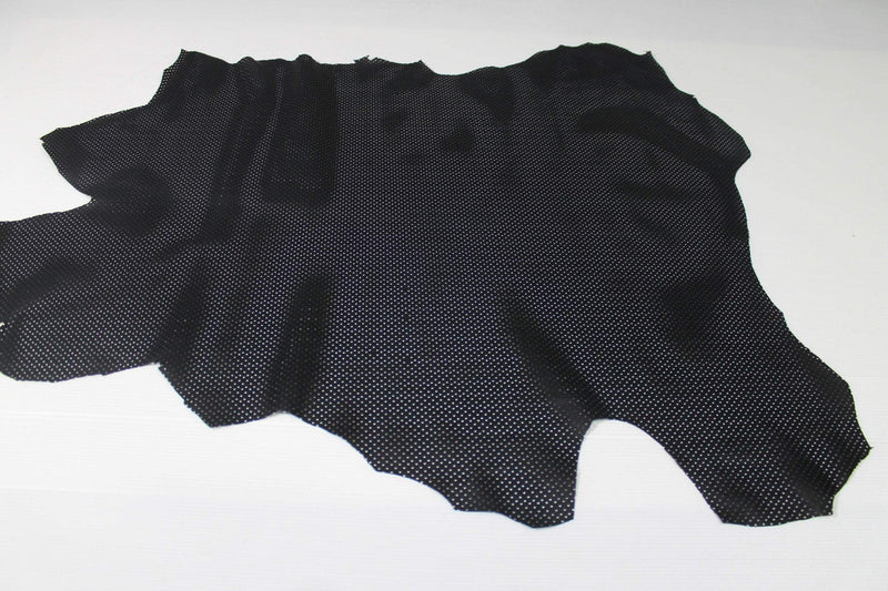 BLACK PINHOLES PERFORATED Italian lambskin leather 12 skins hides total 80-90sqf