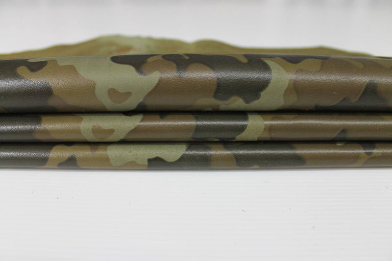 ARMY CAMO OLIVE Camouflage military Italian lambskin lamb sheep leather 12 skins hides 85-90sqf