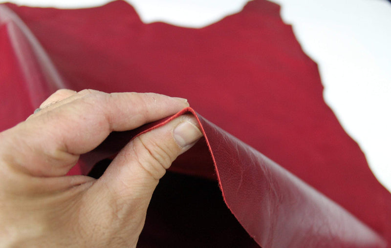 RED WINE ANTIQUED Vegetable tan Italian genuine Goatskin Goat leather skins hides 0.5mm to 1.2mm