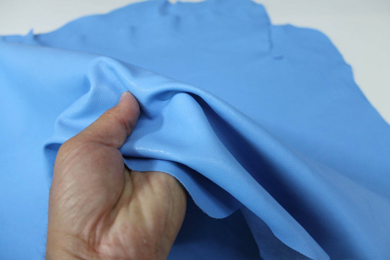 WASHED AZURE BLUE vegetable tan Italian genuine Lambskin Lamb Sheep wholesale leather skins material for sewing high quality 0.5mm to 1.2mm