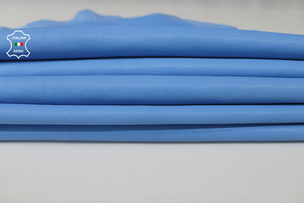 WASHED AZURE BLUE vegetable tan Italian genuine Lambskin Lamb Sheep wholesale leather skins material for sewing high quality 0.5mm to 1.2mm