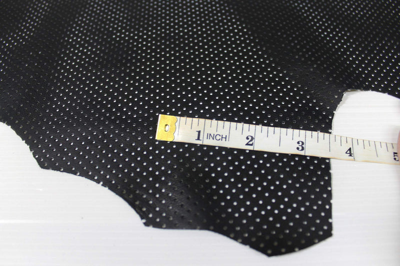 BLACK PINHOLES PERFORATED Italian lambskin leather 12 skins hides total 80-90sqf