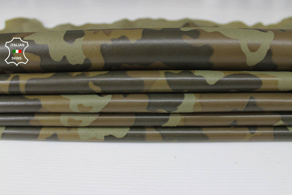 ARMY CAMO OLIVE Camouflage military Italian lambskin lamb sheep leather 12 skins hides 85-90sqf