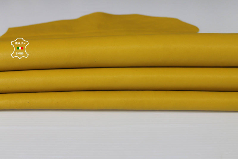 WASHED MUSTARD YELLOW vegetable tan Italian genuine Goatskin Goat wholesale leather skins material for sewing high quality 0.5mm to 1.2mm