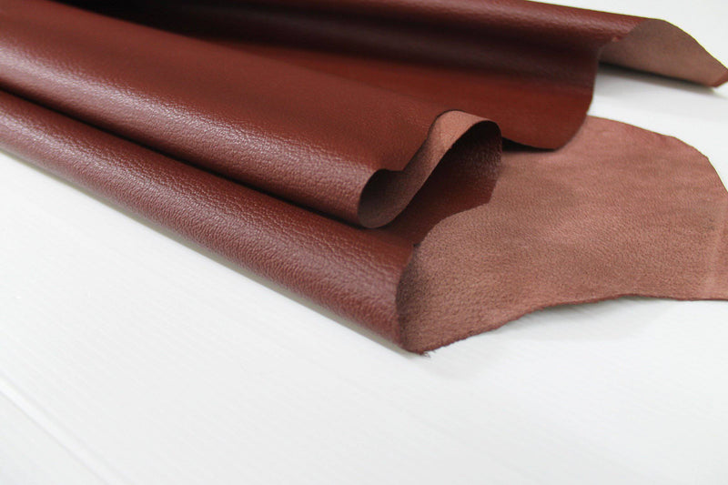 BROWN PEBBLE GRAINY Maroon grain textured Italian genuine Goatskin Goat Leather skins hides 0.5mm to 1.2mm