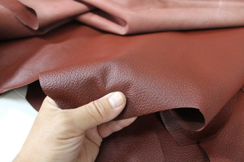 BROWN PEBBLE GRAINY Maroon grain textured Italian genuine Goatskin Goat Leather skins hides 0.5mm to 1.2mm