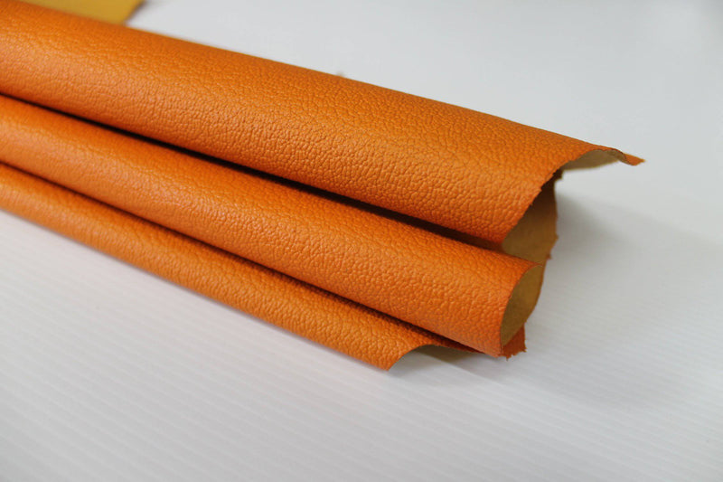 ORANGE PEBBLE GRAINY grain textured Italian genuine Goatskin Goat Leather skins hides 0.5mm to 1.2mm