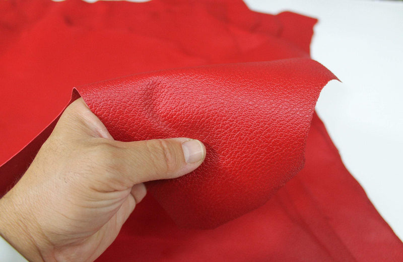 RED PEBBLE GRAINY grain textured Italian genuine Goatskin Goat Leather skins hides 0.5mm to 1.2mm