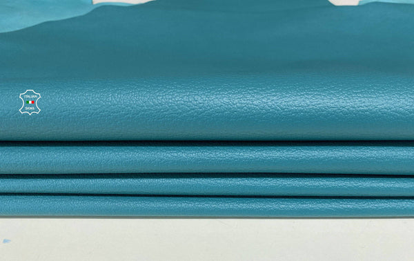 TEAL PEBBLE GRAINY grain turquoise light teal blue textured Italian genuine Goatskin Goat Leather skins hides 0.5mm to 1.2mm