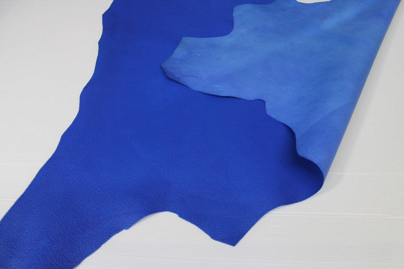 BLUE PEBBLE GRAINY grain royal blue textured Italian genuine Goatskin Goat Leather skins hides 0.5mm to 1.2mm