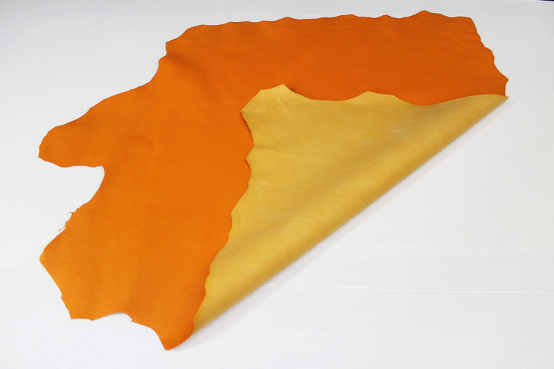 ORANGE PEBBLE GRAINY grain textured Italian genuine Goatskin Goat Leather skins hides 0.5mm to 1.2mm