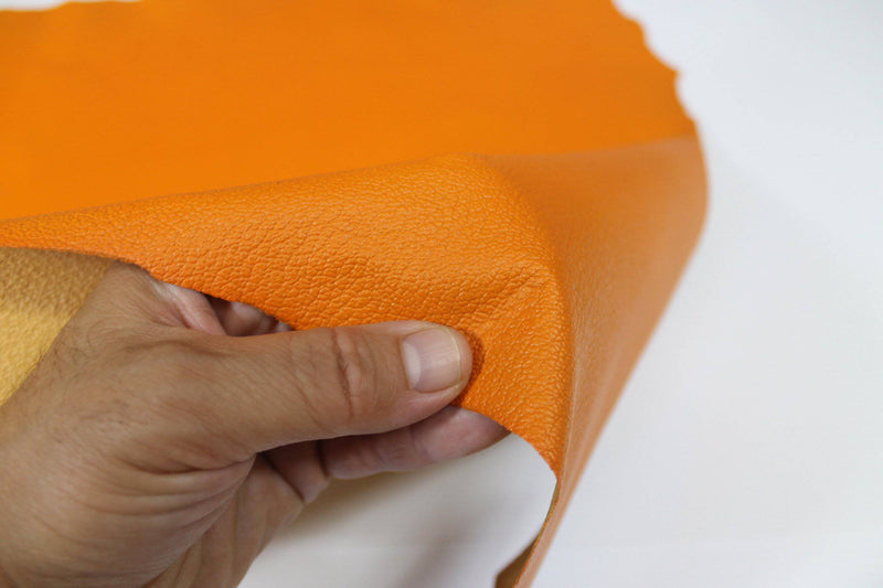 ORANGE PEBBLE GRAINY grain textured Italian genuine Goatskin Goat Leather skins hides 0.5mm to 1.2mm