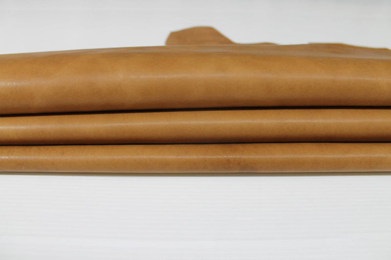NATURAL TAN Italian Goatskin leather 12 skins hides  vegetable tanned 80-90sqf 1.0mm
