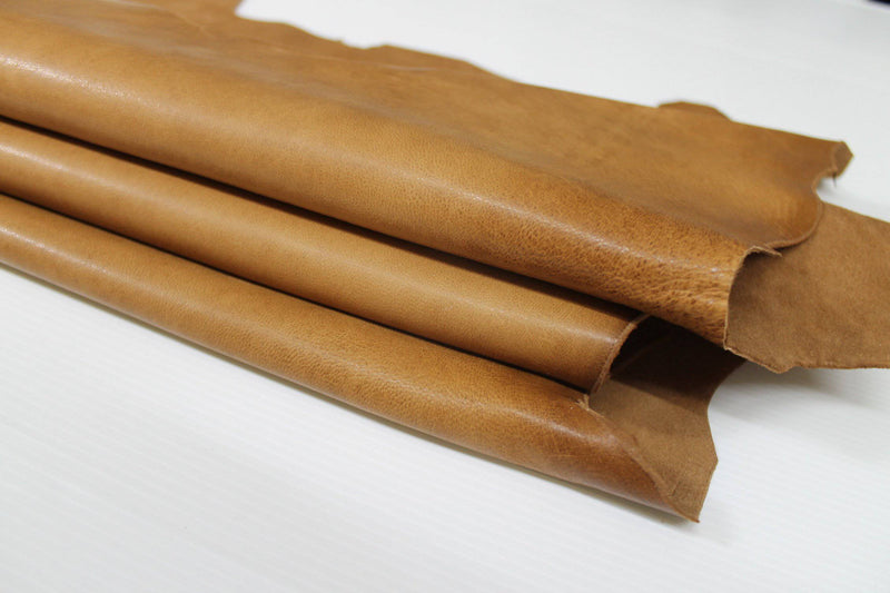 NATURAL TAN Italian Goatskin leather 12 skins hides  vegetable tanned 80-90sqf 1.0mm