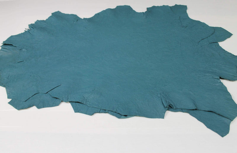 WASHED TEAL BLUE wrinkled vegetable tan Italian genuine Lambskin Lamb Sheep wholesale leather skins high quality 0.5mm to 1.2mm