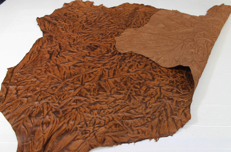 BROWN WRINKLED ANTIQUED rustic vegetable tan Italian lambskin lamb sheep wholesale leather skins 0.5mm to 1.2 mm