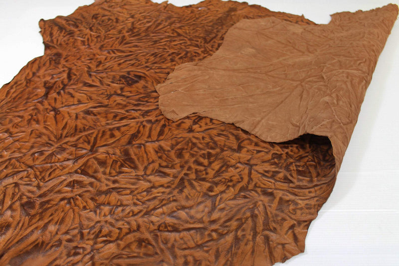 BROWN WRINKLED ANTIQUED rustic vegetable tan Italian lambskin lamb sheep wholesale leather skins 0.5mm to 1.2 mm