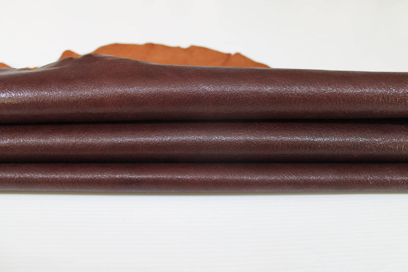 BROWN rough shiny vegetable tan Italian Goatskin Goat wholesale leather skins 0.5mm to 1.2 mm