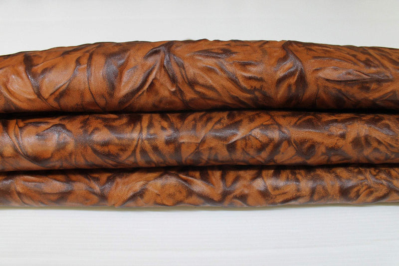 BROWN WRINKLED ANTIQUED rustic vegetable tan Italian lambskin lamb sheep wholesale leather skins 0.5mm to 1.2 mm