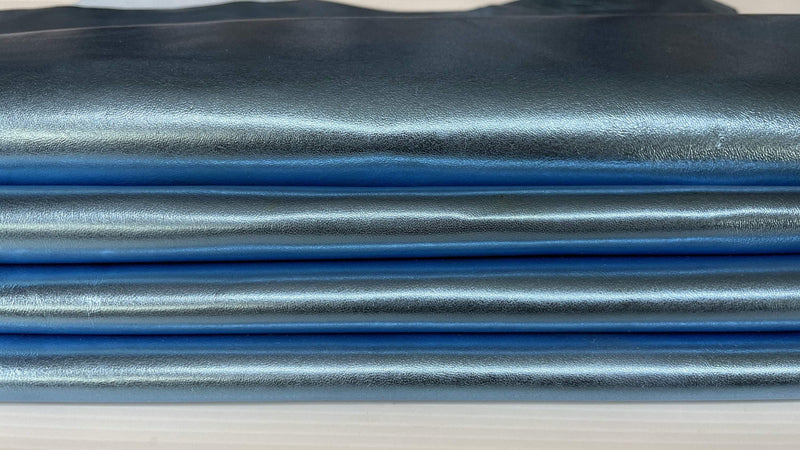 METALLIC SKY BLUE light blue Italian genuine Lambskin Lamb Sheep leather skins hides