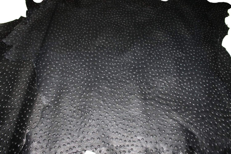 Italian lambskin leather 12 skins hides OSTRICH EMBOSSED on BLACK 80-90sqf