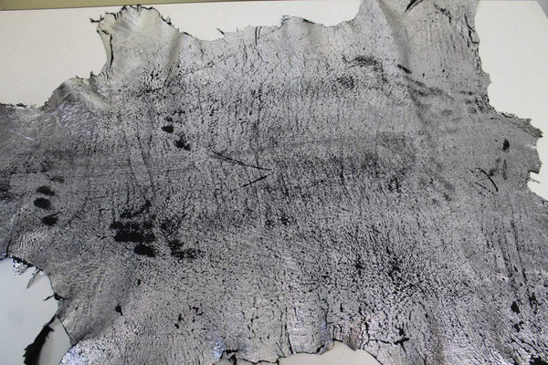 Italian lambskin leather 12 skins hides METALLIC SILVER ANTIQUED 80-90sqf
